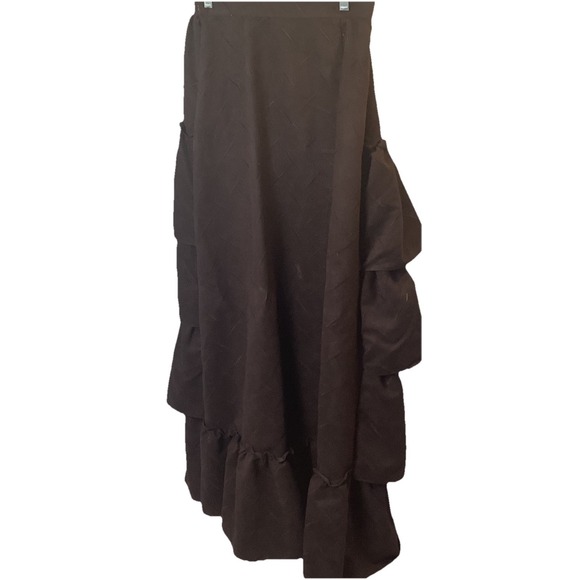 Brown Suede Sz 8 Skirt + Top Day of The Day Costume Mask Hair Clips Halloween - Picture 5 of 14